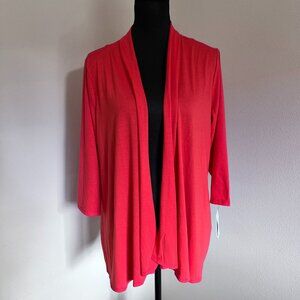 Notations - Open Front Cardigan - Size 1X - Red